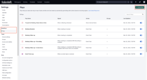 Plays settings section within Salesloft